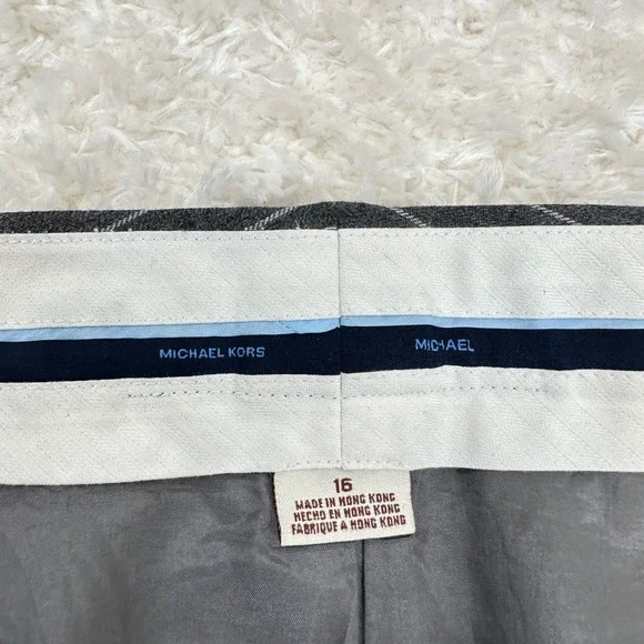 Michael Kors Women's 16 Gray Striped Pencil Skirt Office Wool Blend Academia - Picture 4 of 13